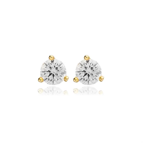 Round Three Claw CZ Sterling Silver Earrings Round Three Claw CZ Sterling Silver Earrings