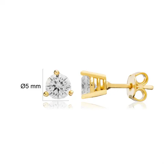 Round Three Claw CZ Sterling Silver Earrings Round Three Claw CZ Sterling Silver Earrings