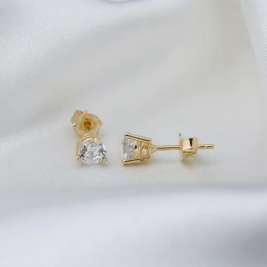 Round Three Claw CZ Sterling Silver Earrings Round Three Claw CZ Sterling Silver Earrings