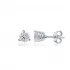 Round Three Claw CZ Sterling Silver Earrings