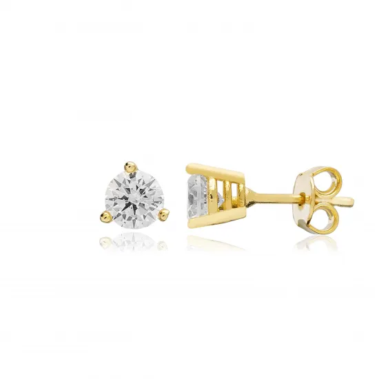Round Three Claw CZ Sterling Silver Earrings Round Three Claw CZ Sterling Silver Earrings
