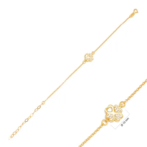 White CZ Four Clover 925 Sterling Silver Bracelet
