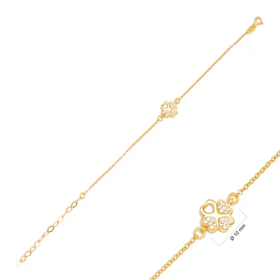 White CZ Four Clover 925 Sterling Silver Bracelet