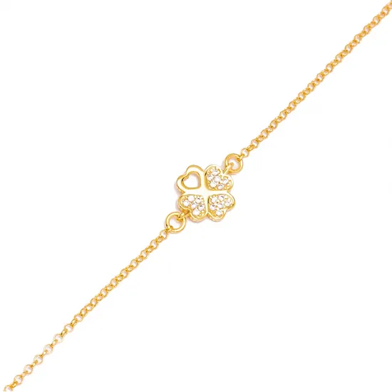 White CZ Four Clover 925 Sterling Silver Bracelet