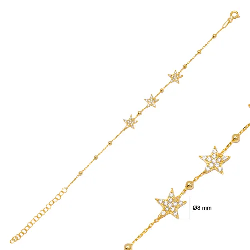Star Clear CZ Woman 925 Sterling Silver Bracelet