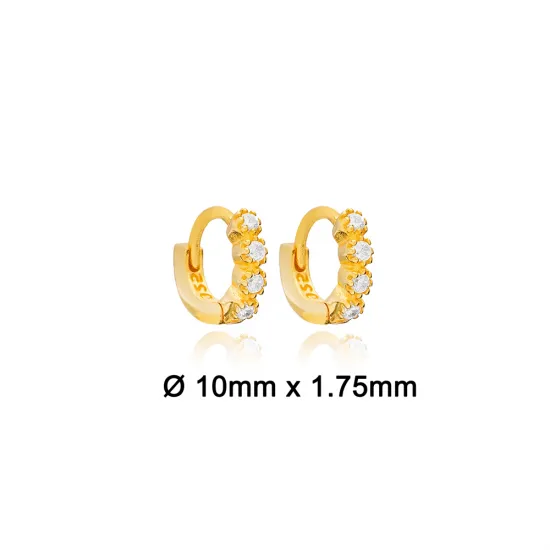 CZ Detailed 10mm Cartilage 925 Sterling Silver Earrings