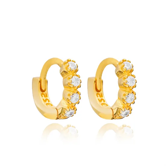CZ Detailed 10mm Cartilage 925 Sterling Silver Earrings
