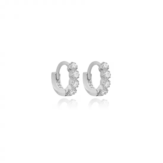 CZ Detailed 10mm Cartilage 925 Sterling Silver Earrings