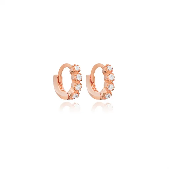 CZ Detailed 10mm Cartilage 925 Sterling Silver Earrings
