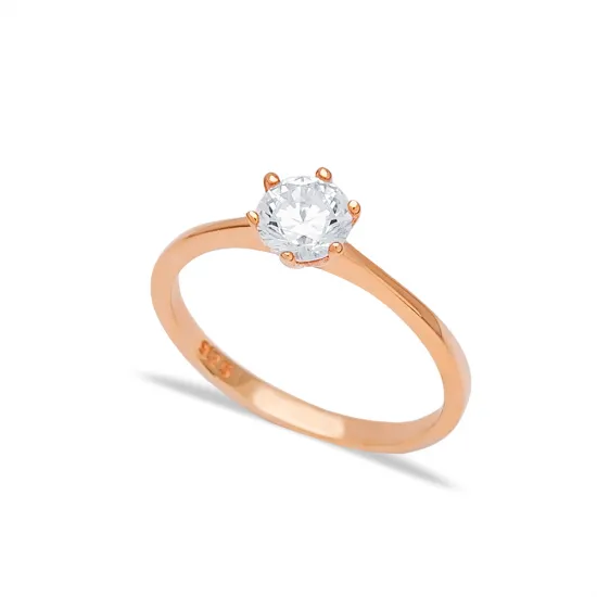 Round Six Claw Solitaire Engagement 925 Silver Ring Round Six Claw Solitaire Engagement 925 Silver Ring