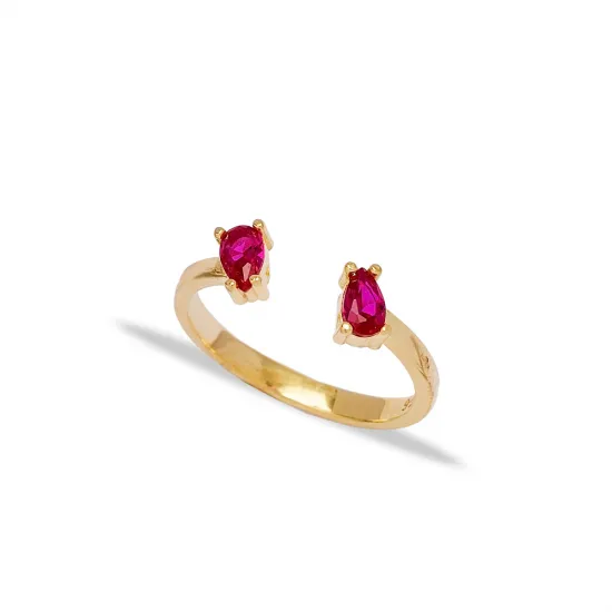 Double Drop Ruby Adjustable 925 Sterling Silver Ring Double Drop Ruby Adjustable 925 Sterling Silver Ring