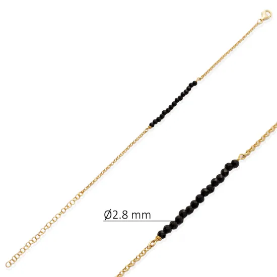 Minimalist Style Black Beads Beaded 925 Silver Bracelet Minimalist Style Black Beads Beaded 925 Silver Bracelet