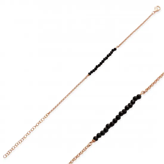 Minimalist Style Black Beads Beaded 925 Silver Bracelet Minimalist Style Black Beads Beaded 925 Silver Bracelet