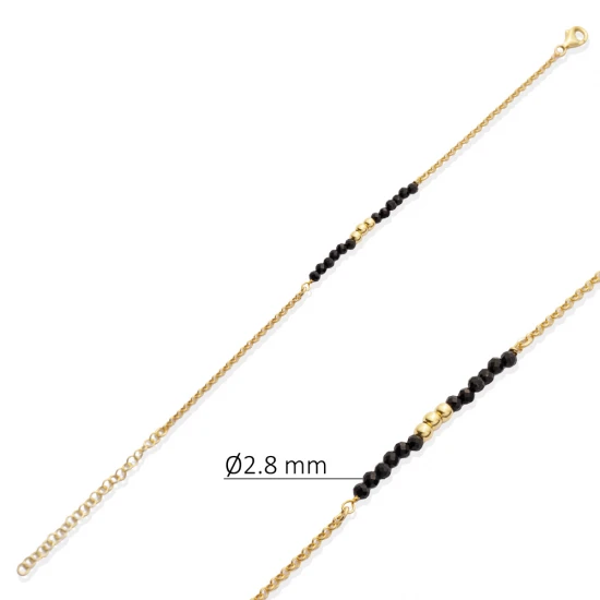 Tiny Black Beads Cute Beaded Sterling Silver Bracelet Tiny Black Beads Cute Beaded Sterling Silver Bracelet