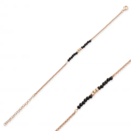 Tiny Black Beads Cute Beaded Sterling Silver Bracelet