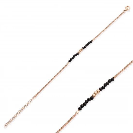 Tiny Black Beads Cute Beaded Sterling Silver Bracelet Tiny Black Beads Cute Beaded Sterling Silver Bracelet