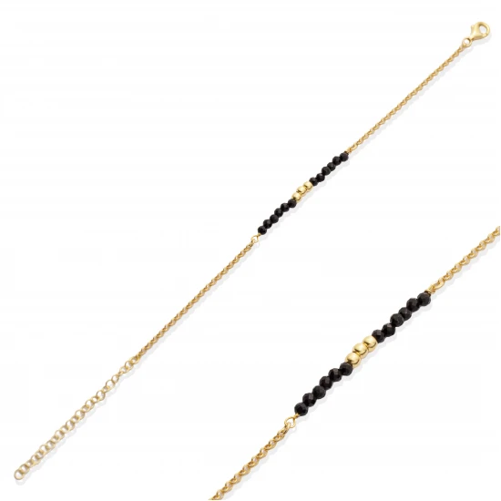 Tiny Black Beads Cute Beaded Sterling Silver Bracelet Tiny Black Beads Cute Beaded Sterling Silver Bracelet