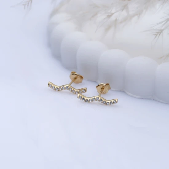 Turkish Wave CZ 925 Sterling Silver Earrings