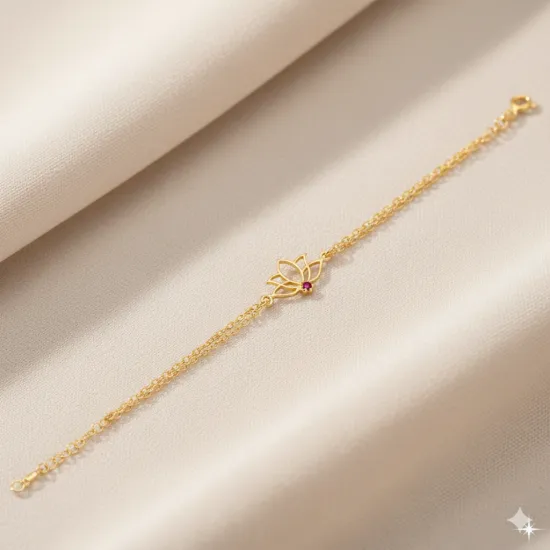 Plain Lotus Ruby CZ 925 Sterling Silver Bracelet Plain Lotus Ruby CZ 925 Sterling Silver Bracelet