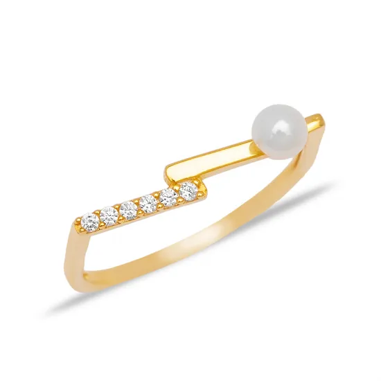 Thin Woman Pearl With CZ 925 Sterling Silver Ring Thin Woman Pearl With CZ 925 Sterling Silver Ring