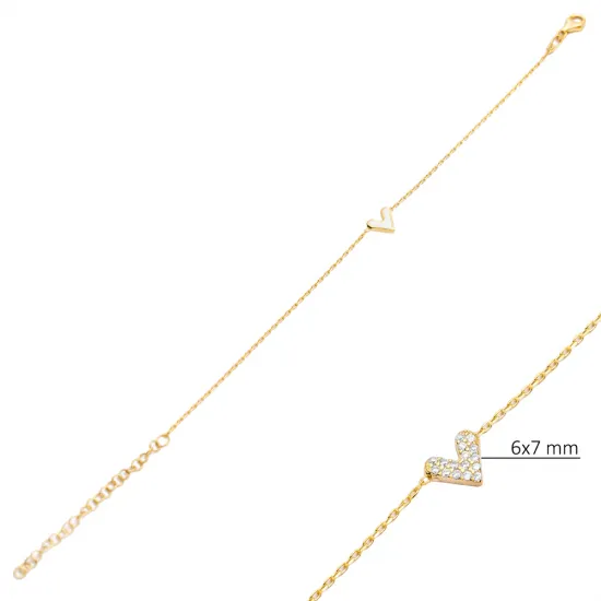 Double Sided Enamel CZ Heart Bracelet Double Sided Enamel CZ Heart Bracelet