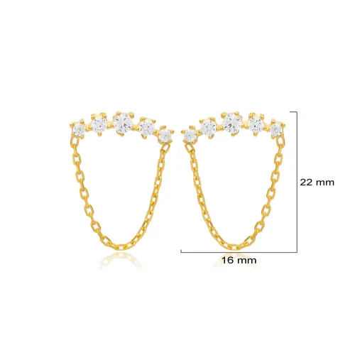 Turkish Round Chain CZ 925 Sterling Silver Earrings