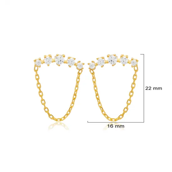 Turkish Round Chain CZ 925 Sterling Silver Earrings Turkish Round Chain CZ 925 Sterling Silver Earrings