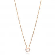 Trend Cable Chain CZ Hollow Heart 925 Silver Necklace