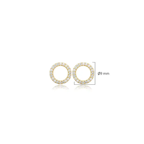 Round Design Zircon 925 Stud Earrings Round Design Zircon 925 Stud Earrings