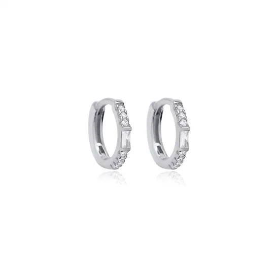 13mm CZ Baguette 925 Sterling Silver Earrings 13mm CZ Baguette 925 Sterling Silver Earrings