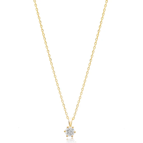 Crystal Round For Ladies 925 Sterling Silver Necklace