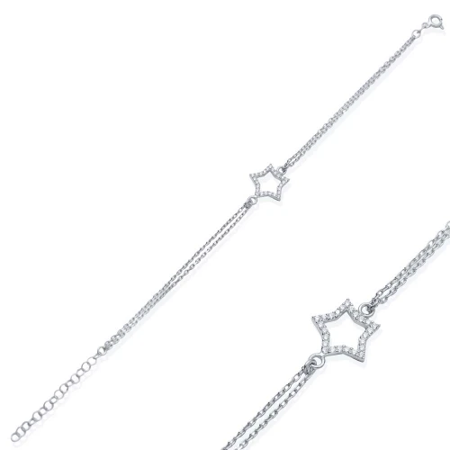 Hollow Star CZ 925 Sterling Silver Bracelet