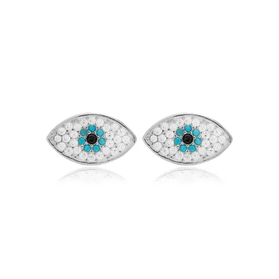 Minimalist Evil Eye 925 Sterling Silver Earrings Minimalist Evil Eye 925 Sterling Silver Earrings