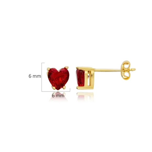 Heart Cut Garnet CZ 925 Sterling Silver Earrings