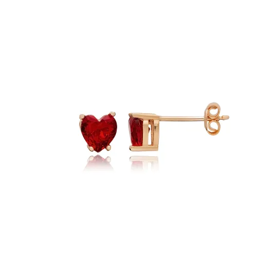 Heart Cut Garnet CZ 925 Sterling Silver Earrings