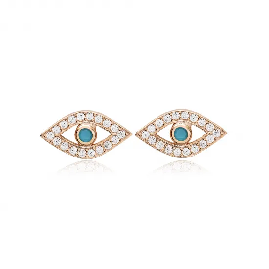 Evil Eye Turquoise CZ 925 Sterling Silver Earrings Evil Eye Turquoise CZ 925 Sterling Silver Earrings