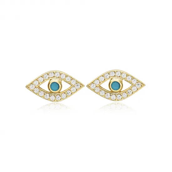 Evil Eye Turquoise CZ 925 Sterling Silver Earrings Evil Eye Turquoise CZ 925 Sterling Silver Earrings