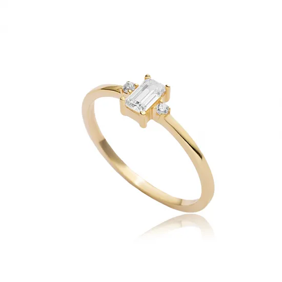 Minimalist Design CZ Stone Baguette Silver Cluster Ring Minimalist Design CZ Stone Baguette Silver Cluster Ring