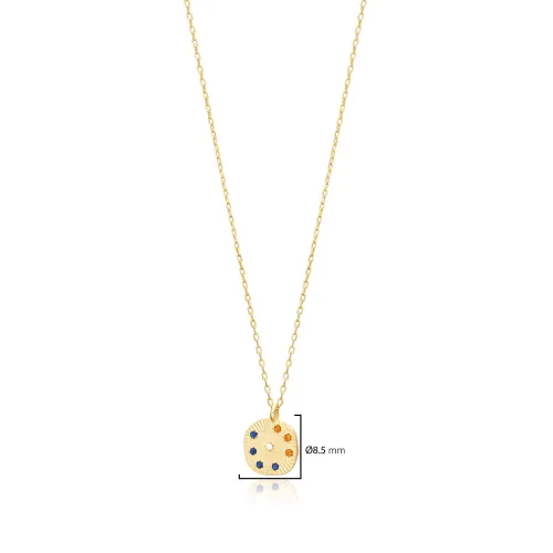 Square Colorful Mix CZ Women Sterling Silver Necklace