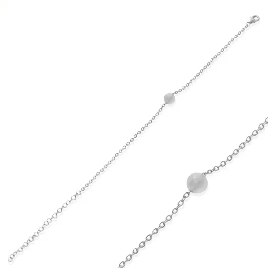 Round White Stone Design 925 Charm Bracelet Round White Stone Design 925 Charm Bracelet