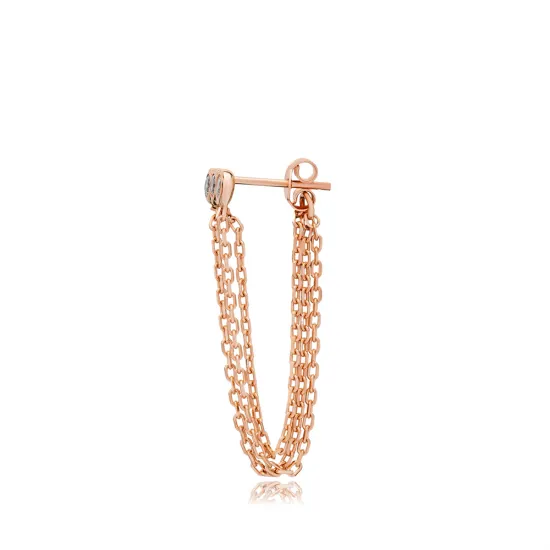 Single Triple CZ Chain 925 Sterling Silver Earrings Single Triple CZ Chain 925 Sterling Silver Earrings