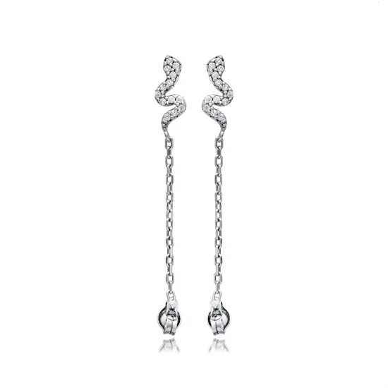 Snake CZ Chain 925 Sterling Silver Earrings - Sade 925 Silver Jewelry