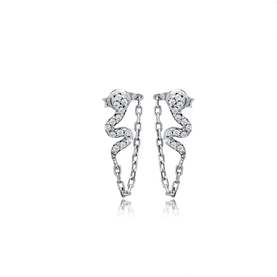 Snake CZ Chain 925 Sterling Silver Earrings - Sade 925 Silver Jewelry