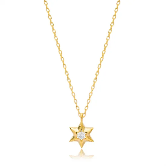 Star Shape CZ 925 Sterling Silver Necklace Star Shape CZ 925 Sterling Silver Necklace