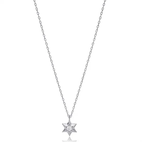 Star Shape CZ 925 Sterling Silver Necklace Star Shape CZ 925 Sterling Silver Necklace