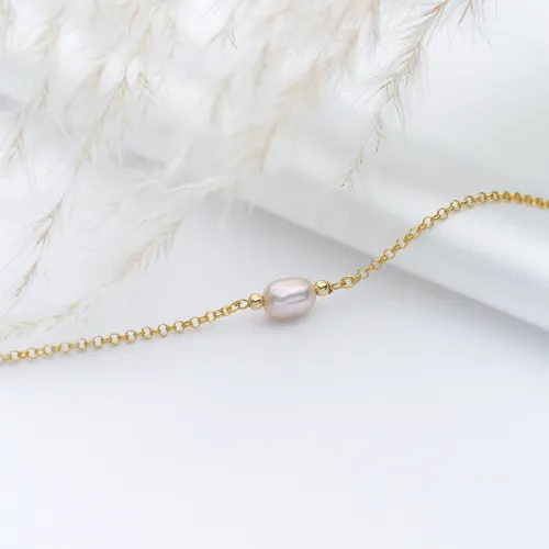 Dainty Pink Pearl 925 Sterling Silver Bracelet
