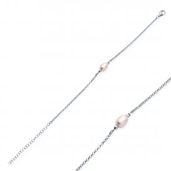 Dainty Pink Pearl 925 Sterling Silver Bracelet Dainty Pink Pearl 925 Sterling Silver Bracelet