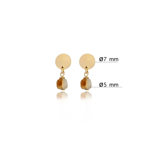 Plain Round Shape Citrine 925 Sterling Silver Earrings