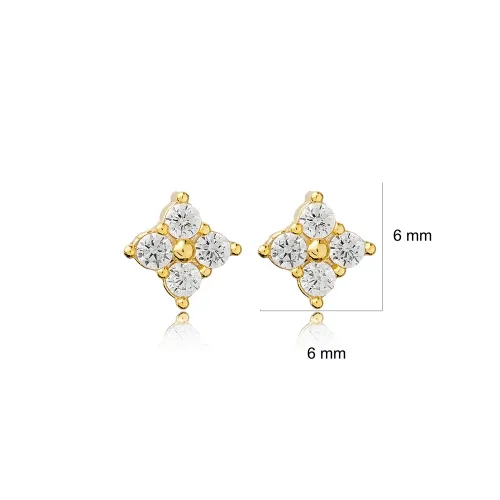 CZ Flower Earrings in 925 Sterling Silver