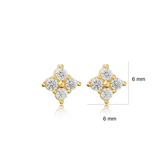 CZ Flower Earrings in 925 Sterling Silver CZ Flower Earrings in 925 Sterling Silver